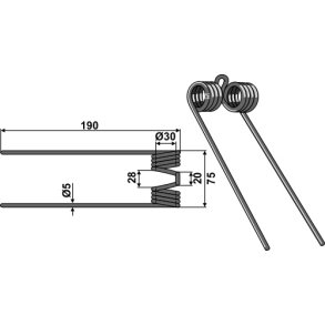 Claas fjeder 190 mm lige 