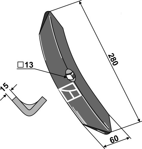 Samson spids 280 x 60 x 15 mm