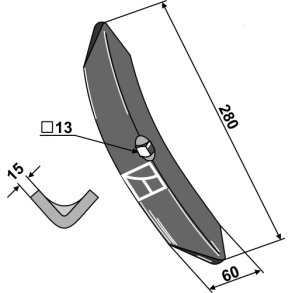 Samson spids 280 x 60 x 15 mm