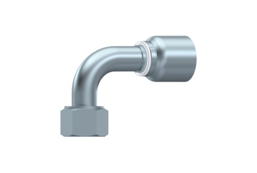 Preskobling 90 gr. 3/4" slange, 1" ORFS "O-lok" female, med plan pakflade for o-ring