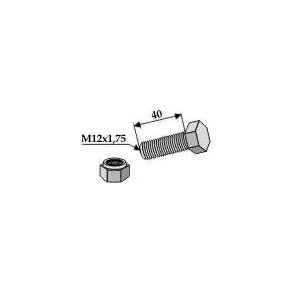 JF knivbolt M12 x 1,75 x 40 mm