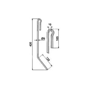 Amazone efterharvetand kort 9 mm