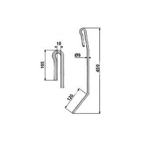 Amazone efterharvetand midterste 9 mm
