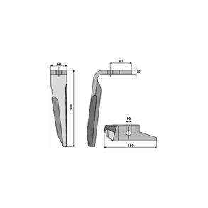 Amazone KE rotorharvetand 15 mm venstre