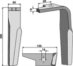 Amazone KE rotorharvetand 18 mm hjre 