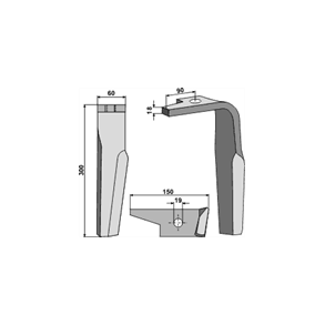 Amazone KE rotorharvetand 18 mm hjre 