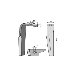 Amazone KE rotorharvetand 18 mm venstre