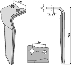 Howard rotorharvetand 15 mm venstre