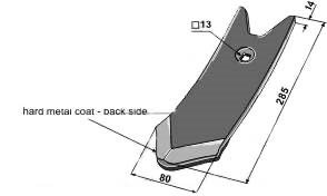 Kckerling spids 80 x 14 mm belagt
