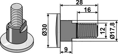 Kuhn knivbolt M12x1,75 (12.9)