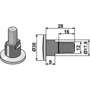 Kuhn knivbolt M12x1,75 (12.9)
