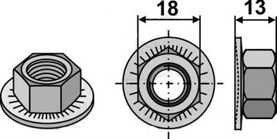 Kuhn knivmtrik med flange M12x1,75