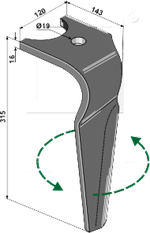 Kuhn rotorharvetand hurtigskift venstre