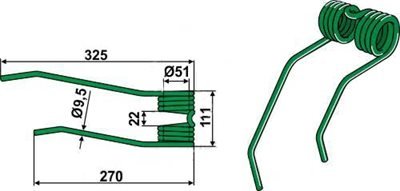 Kverneland fjeder 325 / 270 mm