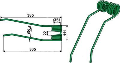 Kverneland fjeder 385 / 335 mm