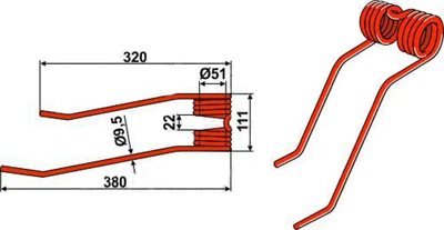Kverneland fjeder 320 / 380 mm