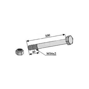 Kverneland bolt M16 x 2,0 x 100 mm (10.9)