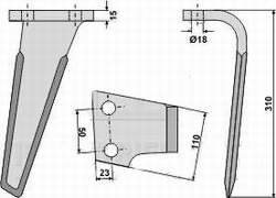 Kverneland PH18 / PH25 rotorharvetand hjre