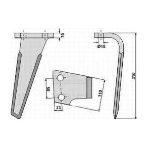 Kverneland PH18 / PH25 rotorharvetand hjre