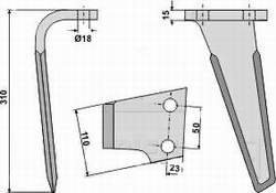 Kverneland PH18 / PH25 rotorharvetand venstre