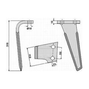 Kverneland PH18 / PH25 rotorharvetand venstre