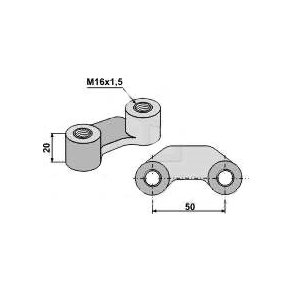 Maschio dobbelt tandmtrik M16 x 1,5
