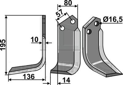 Muratori frserkniv 16,5 mm venstre