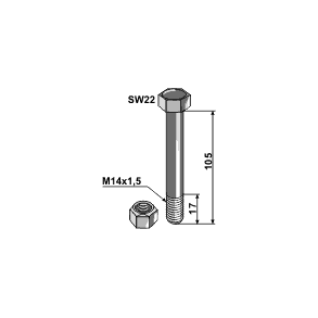 Spearhead bolt M14 x 1,5 x 105 mm (10.9)