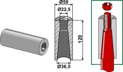 Svejsebsning for frontlssertand gevind M20 + M22