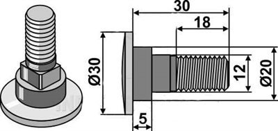 Taarup knivbolt M12x1,75 (10.9)