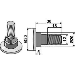 Taarup knivbolt M12x1,75 (10.9)