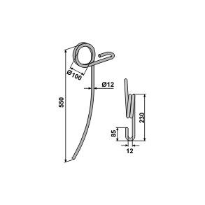 Efterharvetand buet 12 mm