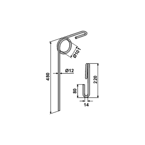 Efterharvetand lige 12 mm